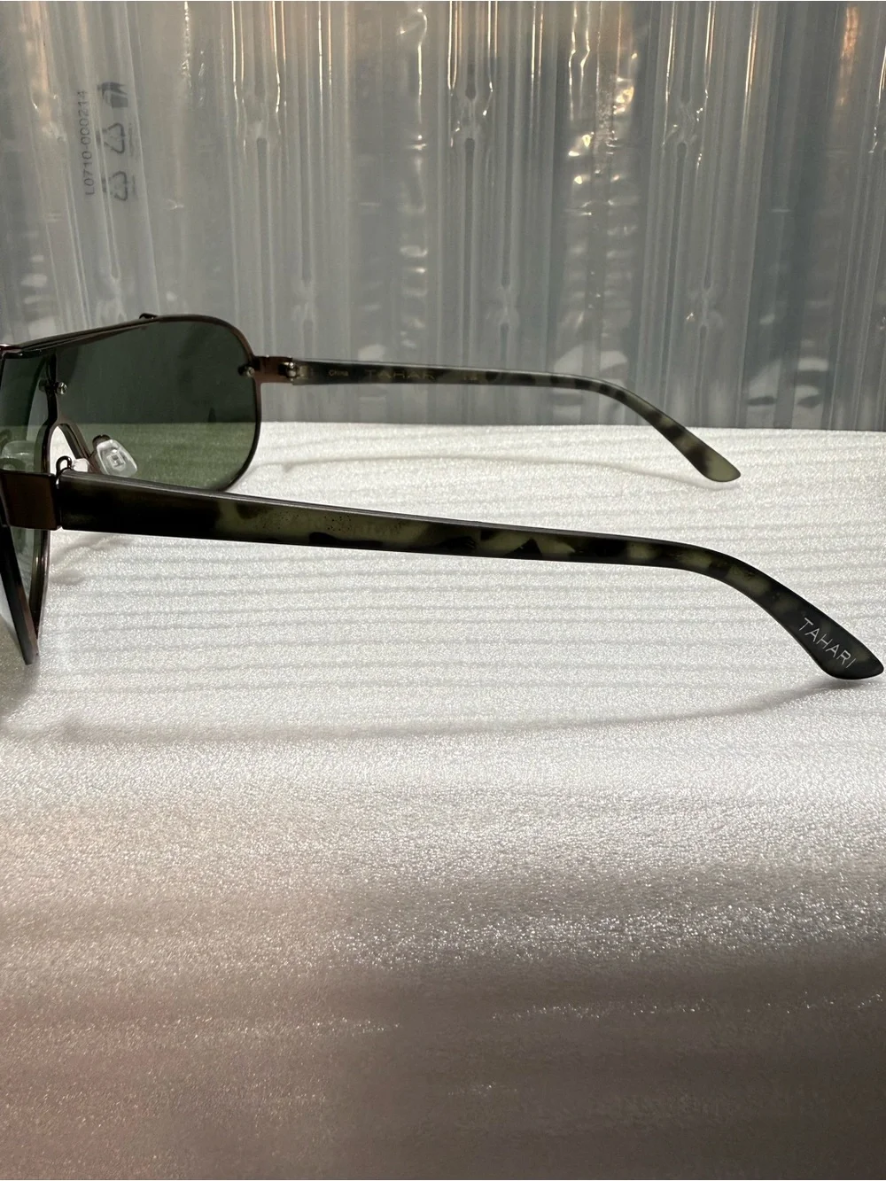 Tahari Men’s TM136 MBRN Shield Wrap Sunglasses Matte Brown Frame Green Lens